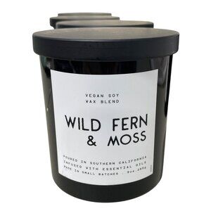 Leoben Company Wild Fern & Moss Candle Vegan Soy Wax 9oz Scented 1 Wick Black